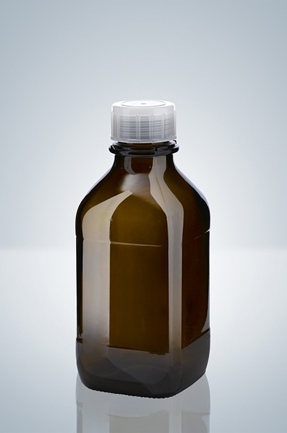 Fľaša, tmavé sklo, 500 ml, PP skrutkovací uzáver, hranatá ks