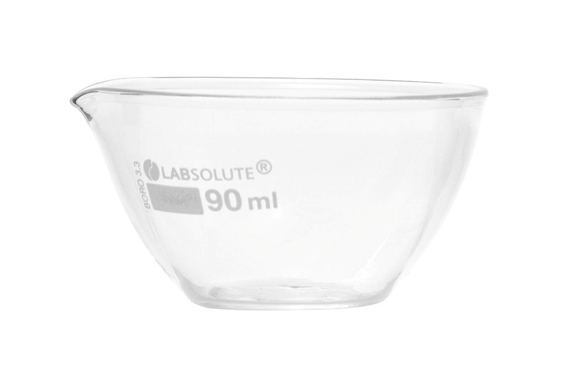 Miska odparovacia s plochým dnom a výlevkou, 90 ml, pr. 80 mm, výška 45 mm, podľa DIN 12336 , (bal. 1 ks), LABSOLUTE® ks